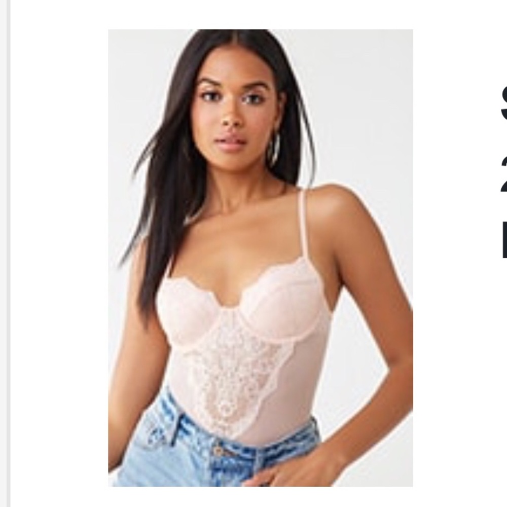 Forever 21 Sheer Pink Teddy Bodysuit